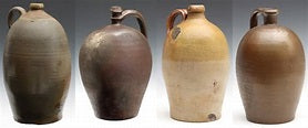 Antique American Stoneware Jugs – Hand-Thrown Primitive Pottery