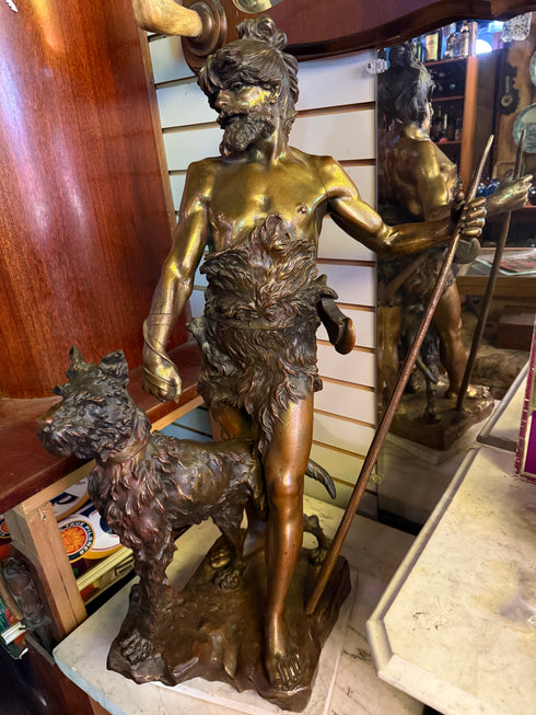 9th-century French Patinated Bronze Figure of a Hunter