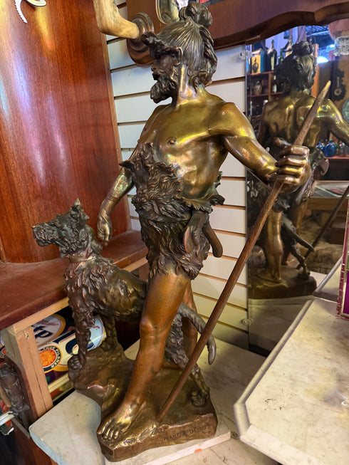 9th-century French Patinated Bronze Figure of a Hunter