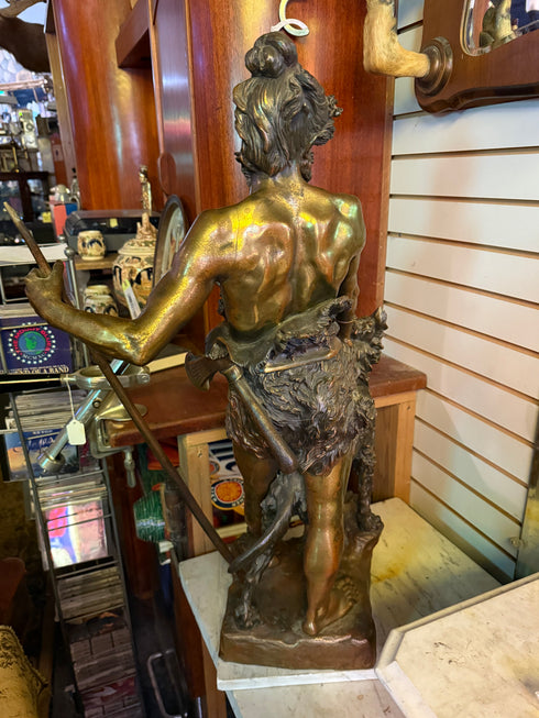 9th-century French Patinated Bronze Figure of a Hunter