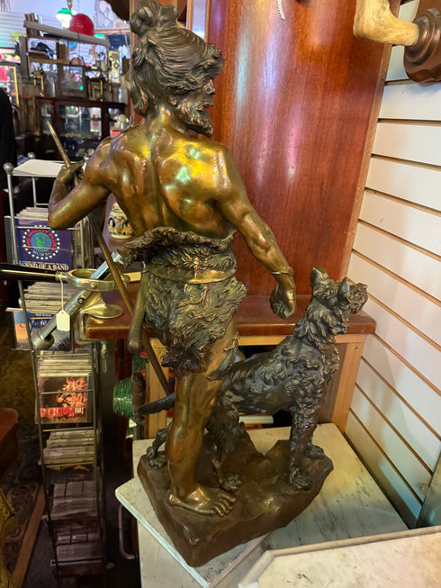 9th-century French Patinated Bronze Figure of a Hunter