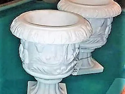 White Solid Marble Planters, inside or outside, Lawn & Garden, Matching pair
