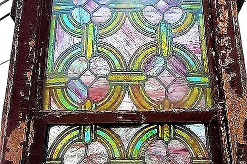 Antique Church Stained Glass windows w/ 70 individual pieces within large window