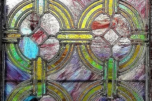 Antique Church Stained Glass windows w/ 70 individual pieces within large window