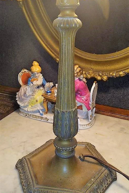 Antique slag glass 2 socket Table Lamp