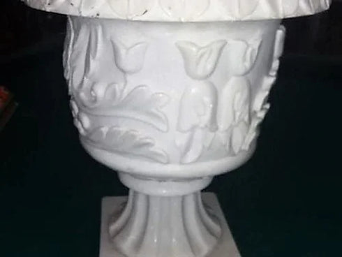 White Solid Marble Planters, inside or outside, Lawn & Garden, Matching pair