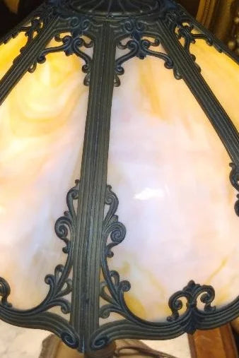 Antique slag glass 2 socket Table Lamp