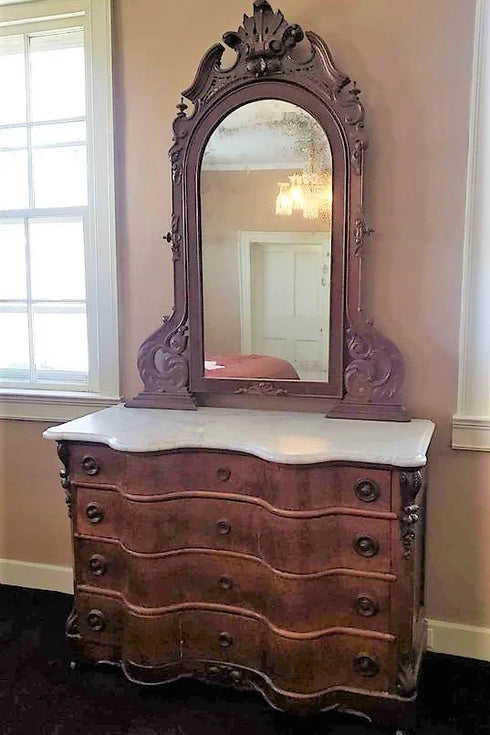 1840 's Walnut Victorian marble top dresser