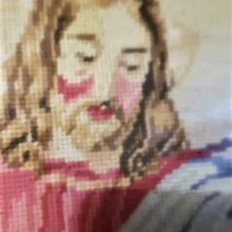 This is a beautiful needlepoint done with a 45x40 frame Jesus Mary and his disci