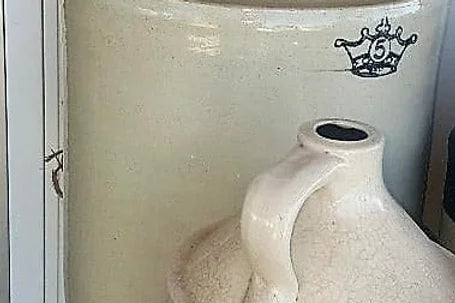 Antique Glazed crocks,jugs, water pitchers, and jugs with taps