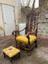 Antique victorian needlepoint parlor chairs with foot rest