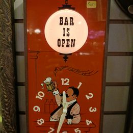 Vintage Bar Is Open electric wall clock