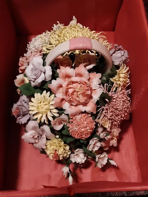 Porcelain/Ceramic Flower bouquet with huge gift box. Around 20
